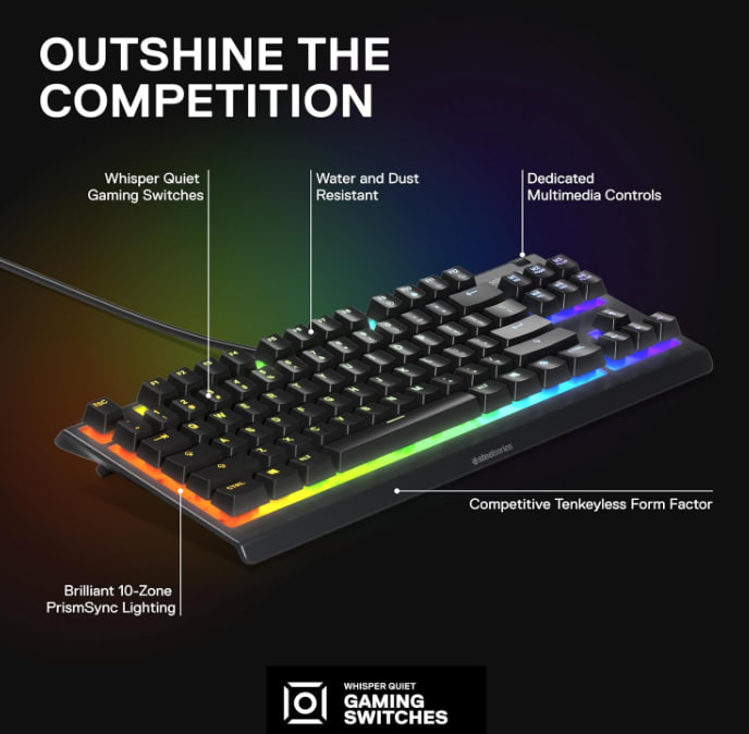 SteelSeries Apex 3 TKL RGB 遊戲鍵盤